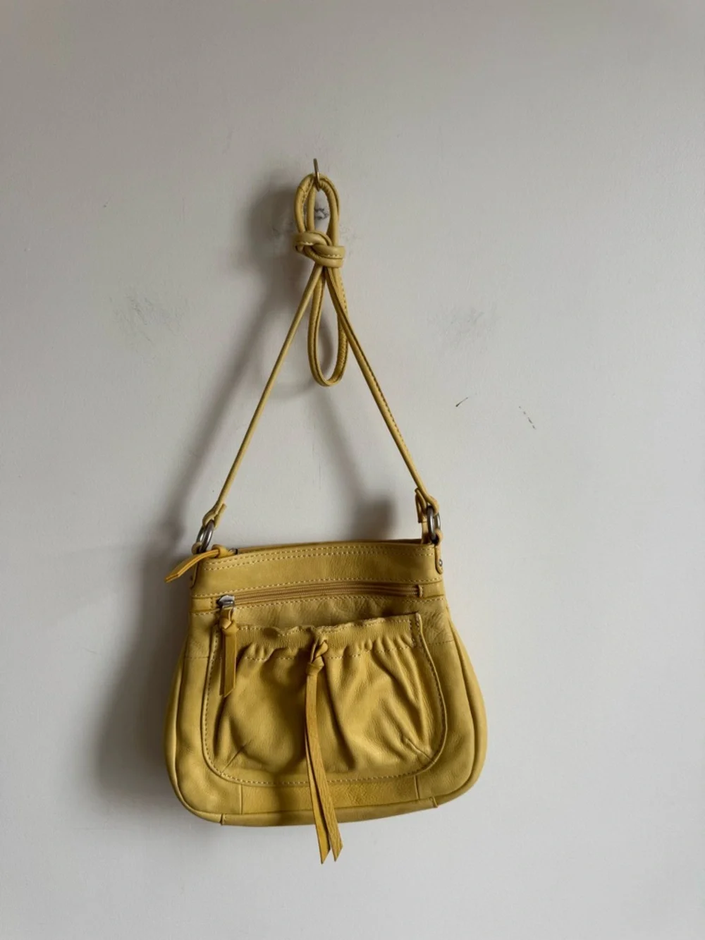 Fossil Genuine Leather Mustard Yellow Crossbody Bag - Picture 2 of 11